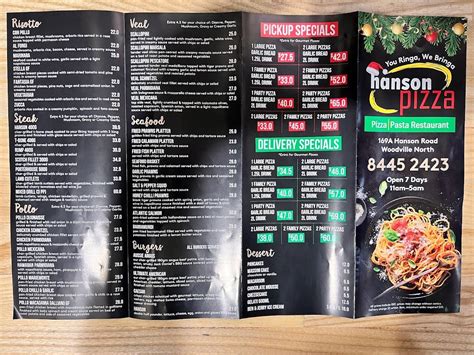 hanson pizza menu